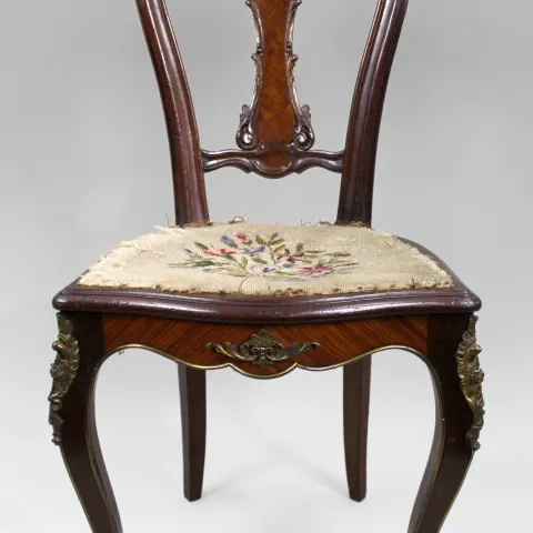 19th Century French Kingwood Parquetry Side Chair with Ormolu Mounts