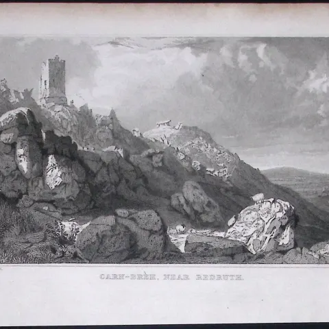 Cornwall Carn-Breh Near Redruth Antique 193 Years-Old Steel-Engraving-7