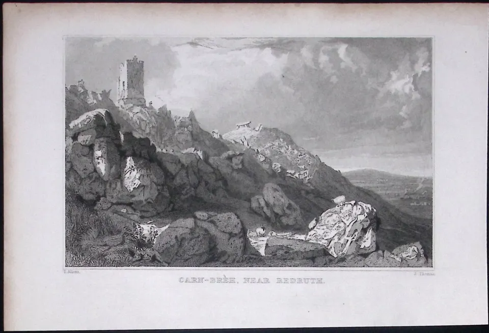 Cornwall Carn-Breh Near Redruth Antique 193 Years-Old Steel-Engraving-7