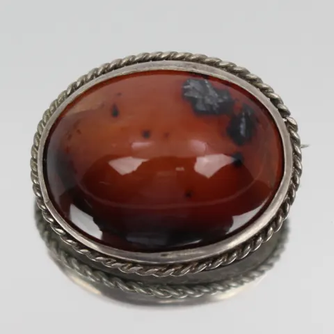 Vintage Silver & Carnelian Brooch