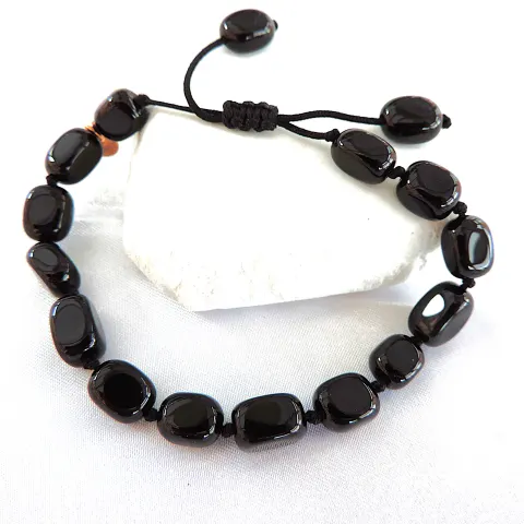 Lola Rose London Black Polished Agate Gemstone Bracelet - New
