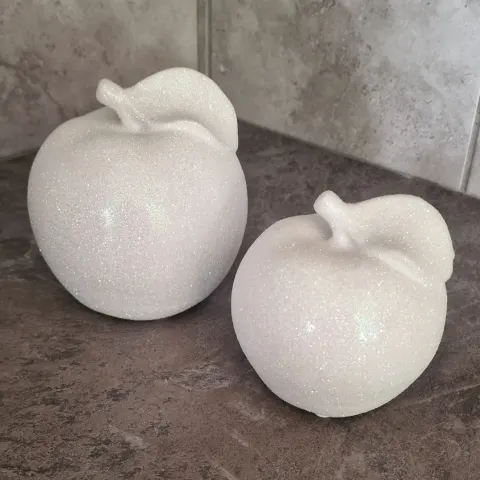 White Glitter Apples x 7