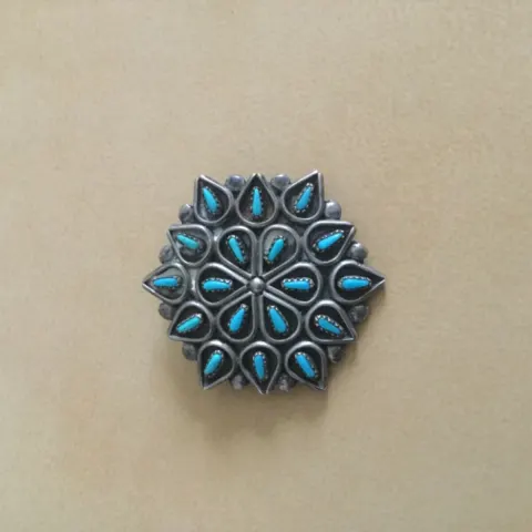 Petit Needle Point Silver Turquoise Brooch/Pin/Pendant