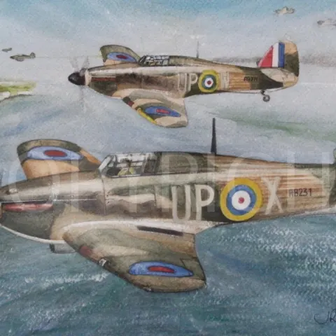 Pair Of Hawker Hurricanes Traveling Home WW2 RAF Metal Wall Art