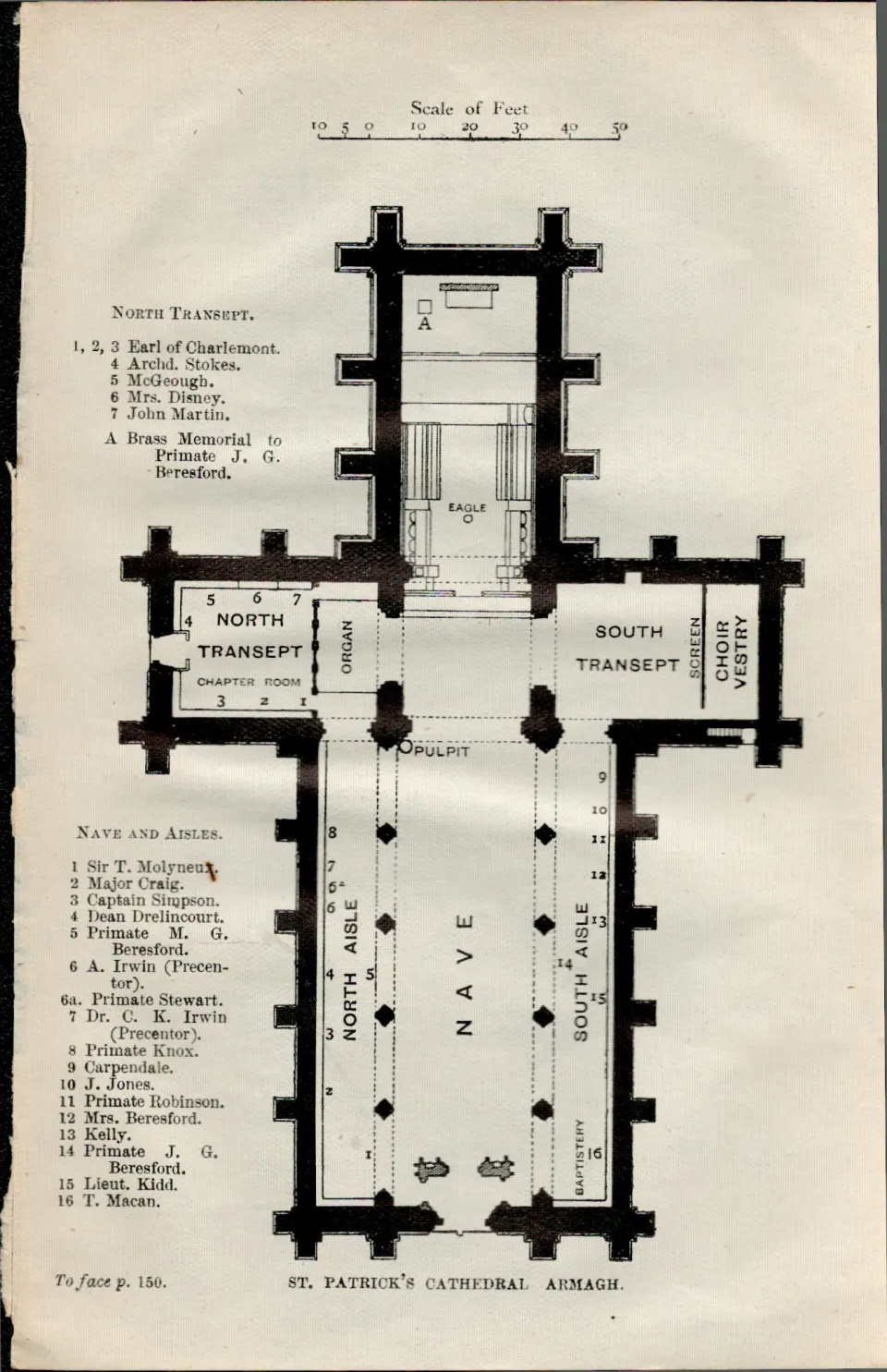 Detailed Plan St Patricks Cathedral Armagh  Antique Map .