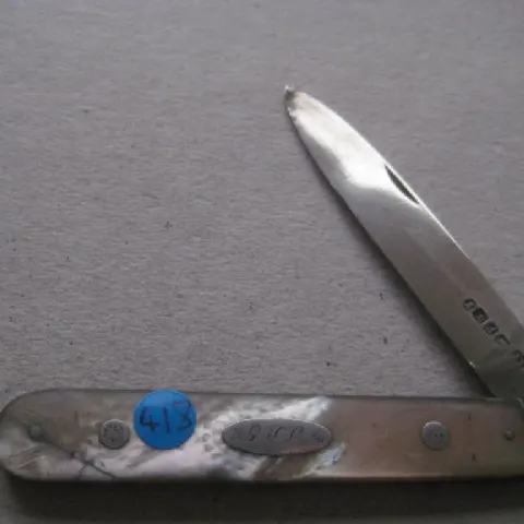 George IV Mother of Pearl Hafted Silver Bladed Folding Fruit Knife