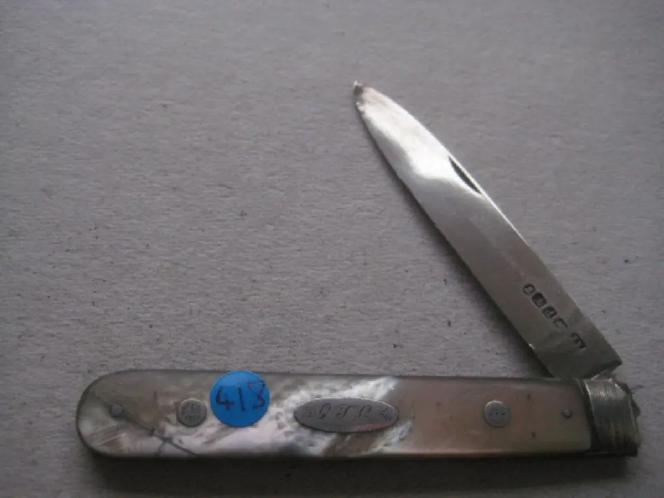 George IV Mother of Pearl Hafted Silver Bladed Folding Fruit Knife