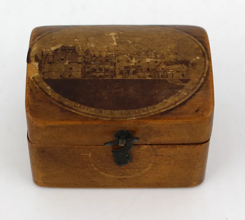 Antique Mauchline Ware Miniature Box Castlemilk Lockerbie