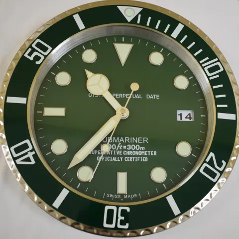 34 cm Silver body Dark green Bazel Green Dial clock