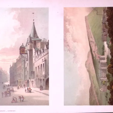 Scotland Edinburgh Views of City Arthurs Seat, Tolbooth Antique Print-5