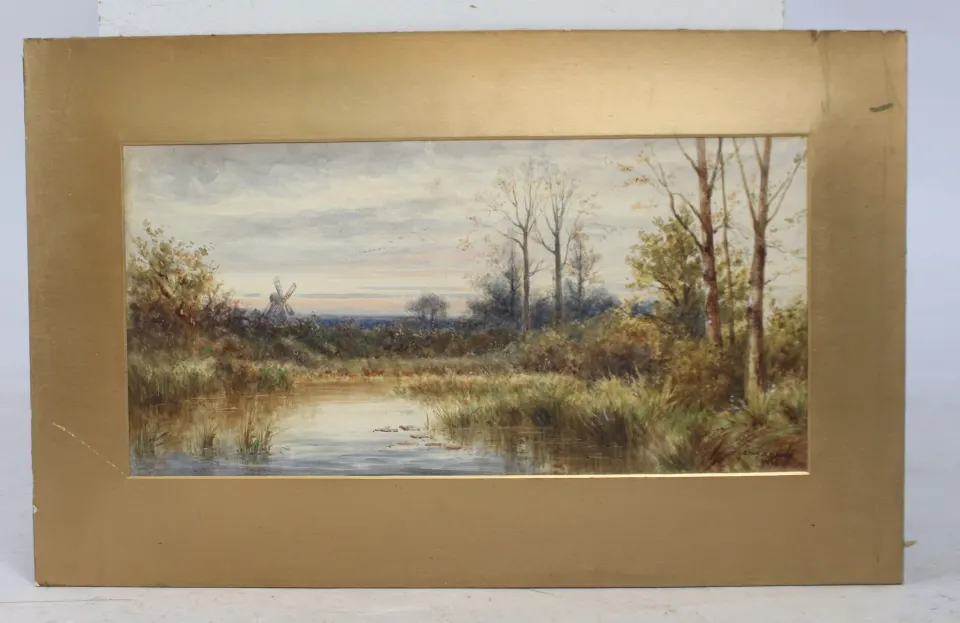 Charles H. Kemp – Windmill in Landscape, Watercolour, 1925