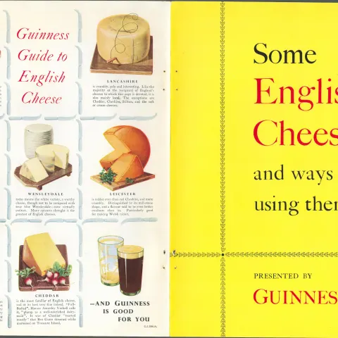 Double Sided Vintage 1961 Guinness Print English Cheeses