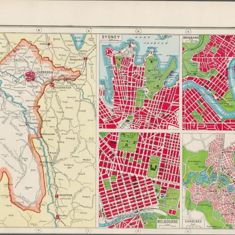 Australia Federal Territory Coloured Antique Map-363.