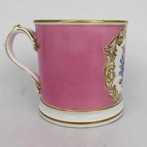 Mid 19th c. Floral Rose Pompadour Tankard