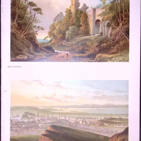 Scotland Edinburgh Arthurs Seat & Roslin Castle Antique Print-10