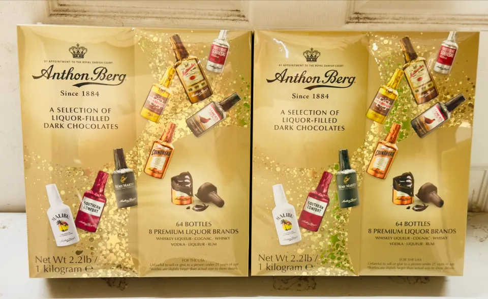 2 x Anthon Berg Chocolate Liqueurs 64 Bottles 1000g New Sealed BBE Feb 2025