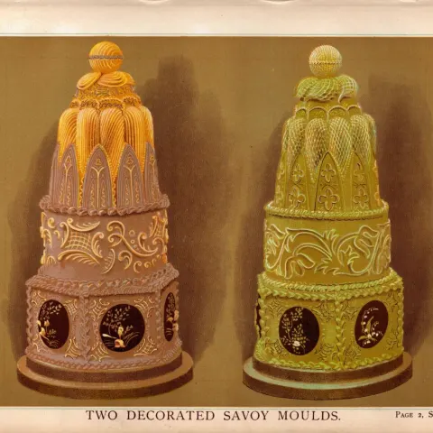 Decorated Savoy Moulds Victorian Antique Chromolithograph Print.