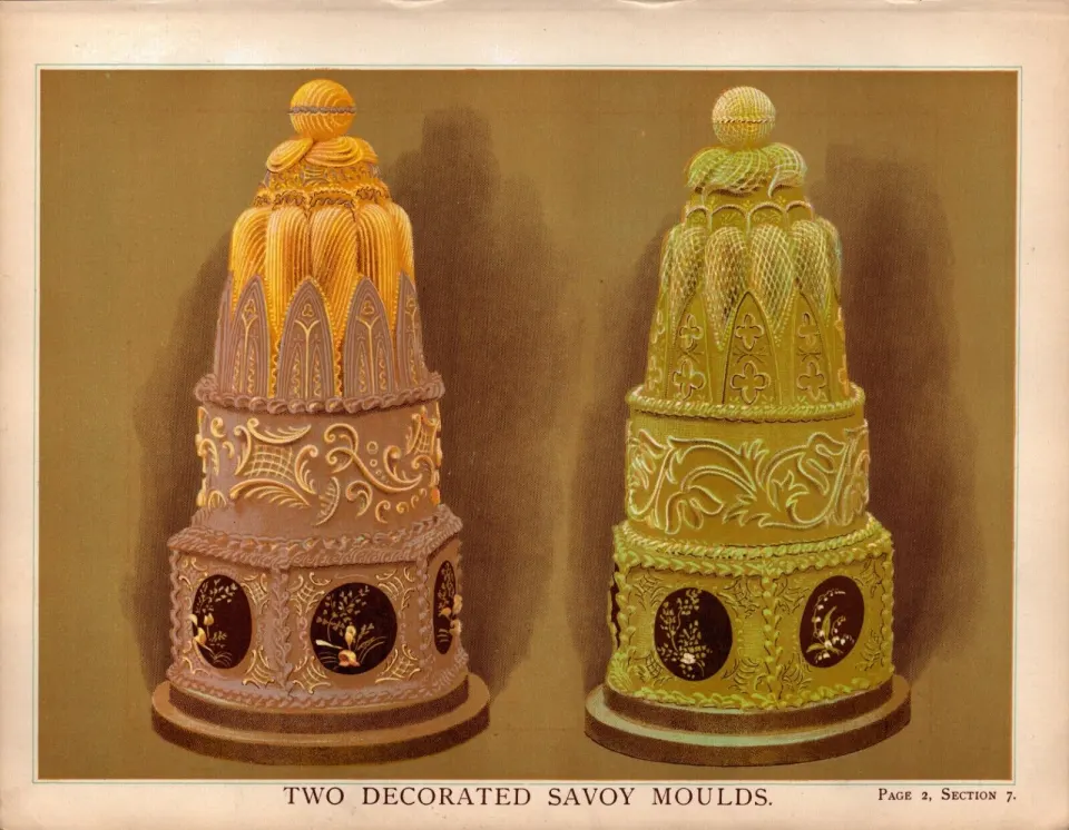 Decorated Savoy Moulds Victorian Antique Chromolithograph Print.
