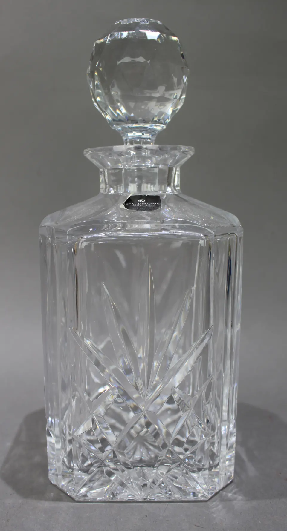 Vintage Royal Doulton Crystal Square Shaped Spirit Decanter