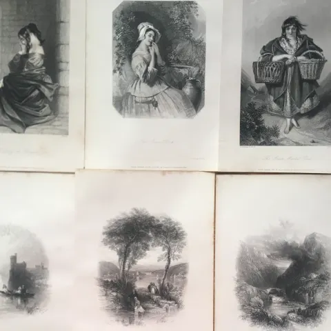 Collection of 25+ Ireland 1837-38 Victorian Antique Engravings