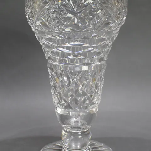 Mid 20th c. Large English Cut Glass Footed Vase