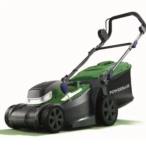 (38/Mez) RRP £189. Powerbase 34cm 40V Cordless Lawn Mower. 5 x Cutting Heights (25-75mm). 35 Litre