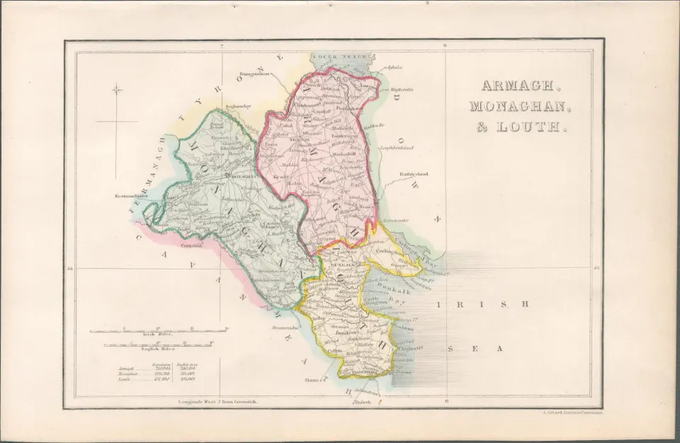 Antique Print 1850’s Map Armagh, Monaghan, Louth.