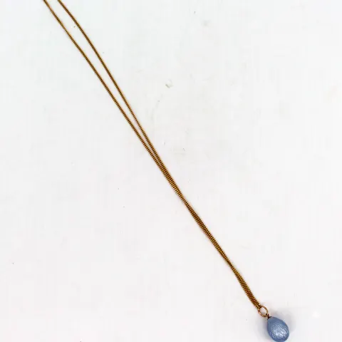 Russian Blue Guilloche Enamel 14ct Gold Egg Pendant on 9ct Gold Chain