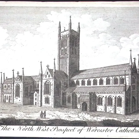 Worcester Cathedral Rare Georgian Copper Antique 1776 Engraving-145.