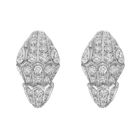 14 K / 585 White Gold Serpenti Diamond Ear clips