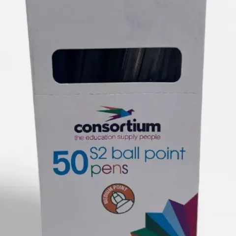 10 x 50 Consortium S2 Black Ball Point Pens Medium Point