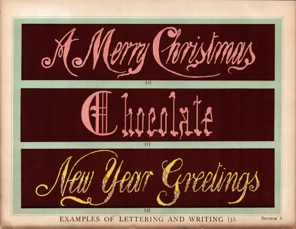 Lettering Cake Piping T Percy Lewis & A.G Bromley Antique Chromolithograph Print