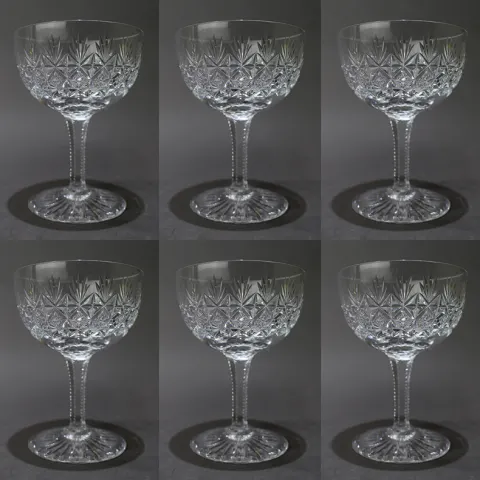 Set of 6 Vintage Thomas Webb "Wellington" Crystal Champagne Saucers