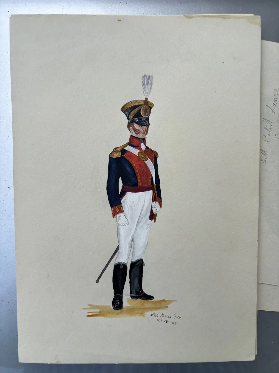 Vintage Watercolour Book Illustration ? Noel Gold "The Alive Hero" Royal Artillery Officer