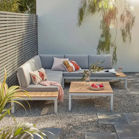 (1/Mez) RRP £1100. Hartington Spirit Collection Grey Metal Corner Garden Sofa Set. Stylish And Vers