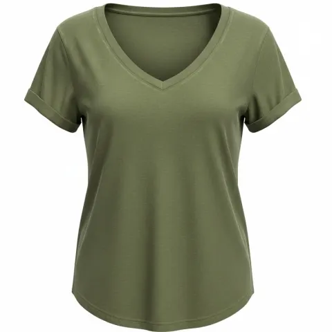 Ladies Green V-Neck Top - S