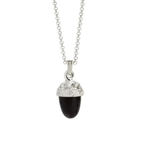 Onyx Acorn Pendant - Finished With A Swarovski Crystal Shell - Unboxed x 5