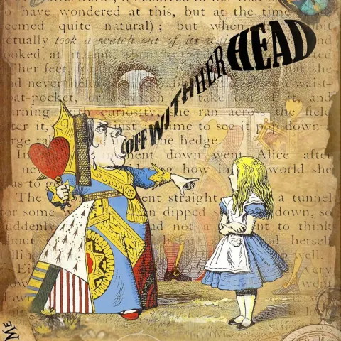 Alice In Wonderland The Queen Of Hearts  Quote Designed Large Metal Wall Art