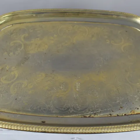 Large Vintage Gold Plated Tray