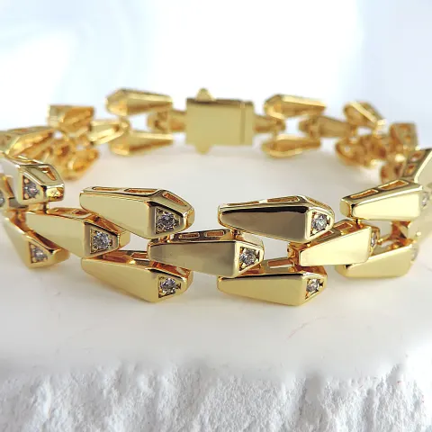 Aethon Gold Tone Zircon Gemstone 14mm Men's Bracelet 'New'