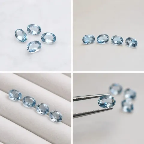 7.09ct Natural Blue Topaz Gemstones – 9x7mm Oval Cut