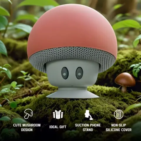 Cute Mushroom Silicone Holder – Waterproof With Suction Cup & Phone Stand