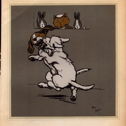 Cecil Aldin Merry Party Rare Antique Book Plate  “Watching The Dog Fight”