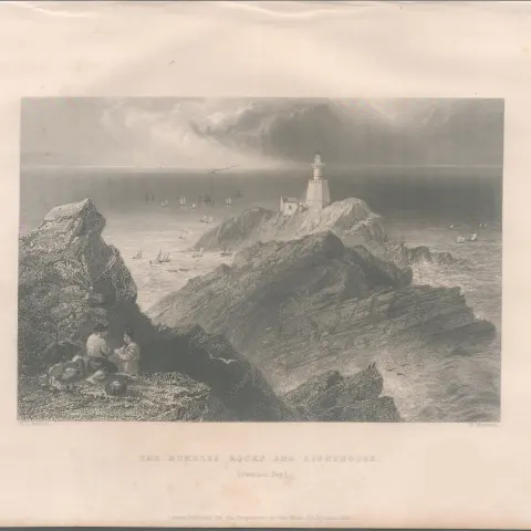 Swansea Mumbles Wales  Antique 1842 Steel Engraving.