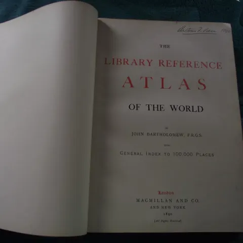 The Library Reference Atlas of The World -John Bartholomew -Macmillan & Co 189