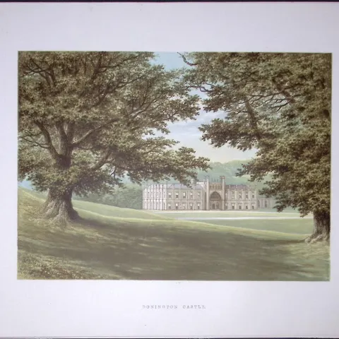 Donnington Castle Newbury 160 Years-Old Gilt-Edge Coloured Antique Book Plate-3