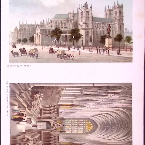 London Westminster Abbey & The Choir Victorian Antique Double Print-8