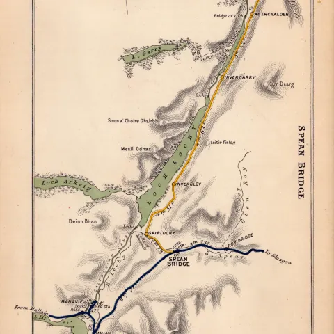 Fort Agustus Spean Bridge Fort William Scotland Antique Railway Diagram-150