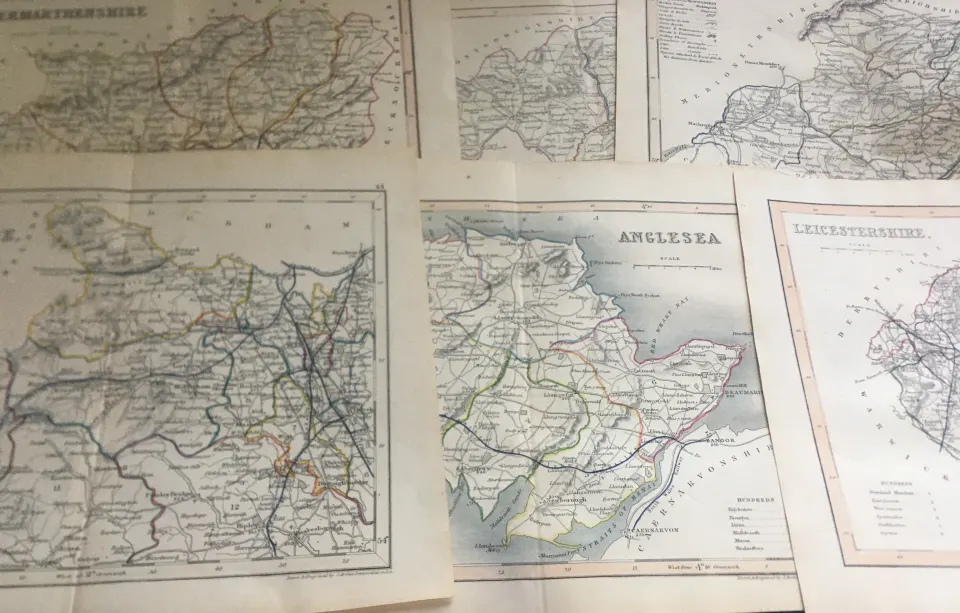 Collection of 17 Antique Steel Engraved Victorian Maps 1850 Thomas Dugdale.