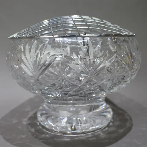 Vintage Cut Glass Crystal Rose Bowl